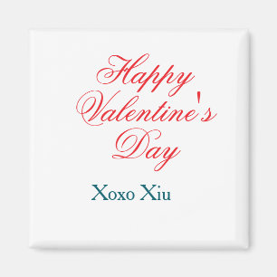 Happy Valentine's day red blue xoxo love name  Magnet