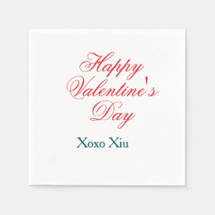 Happy Valentine's day red blue xoxo love name Napkin