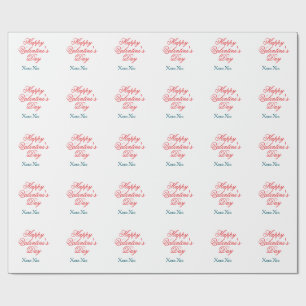 Happy Valentine's day red blue xoxo love name Wrapping Paper