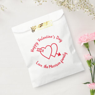 Happy Valentine's Day red cute hearts custom text Favour Bag