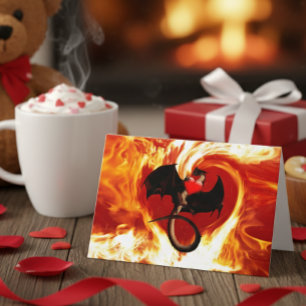 Happy Valentine's day Red Dragon Fire Heart Card