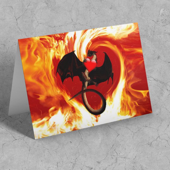 Happy Valentine's day Red Dragon Fire Heart Card (Creator Uploaded)