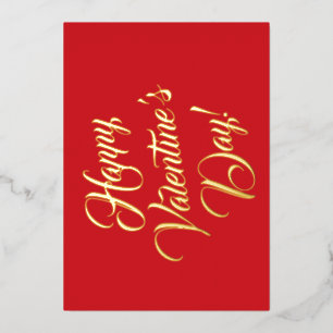 Happy Valentine's Day red elegant script Foil Holiday Card