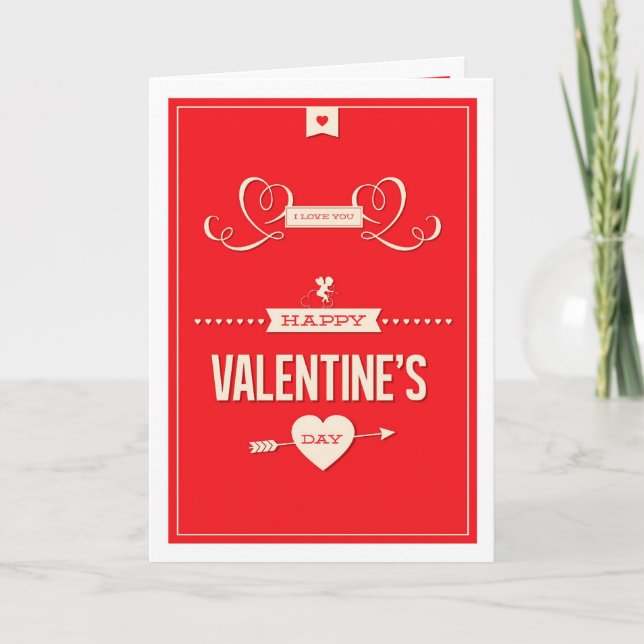 Happy Valentine's Day Red Folded Card (Front)