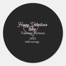 Happy Valentine's day red glitter heart black name