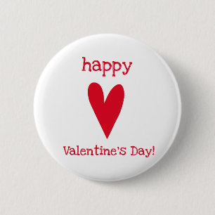 Happy Valentine's Day! Red Heart 6 Cm Round Badge