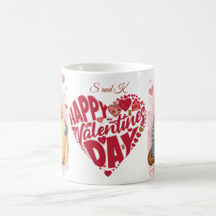 Happy Valentine's Day Red Heart and Name Coffee Mug