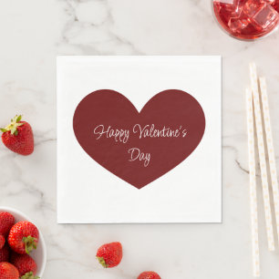 Happy Valentine's Day Red Heart Cute Party Napkin