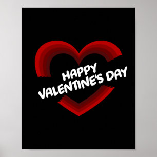 Happy Valentine's Day Red Heart Design Poster