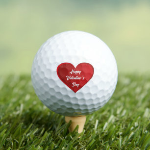 Happy Valentine's Day Red Heart for Her  Golf Balls