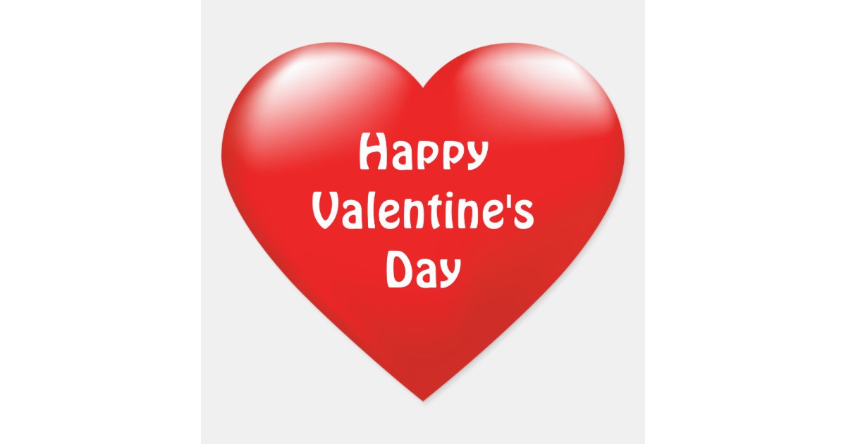 Happy Valentine's Day Red Heart Love Sticker | Zazzle.com.au