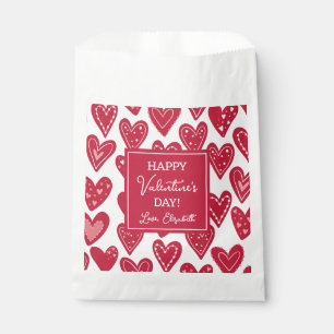 Happy Valentines Day Red Heart Pattern Favour Bag
