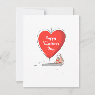 Happy Valentine's Day Red Heart Sailboat Lovers Holiday Card
