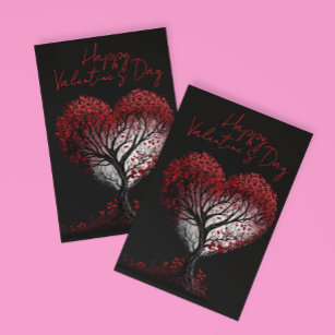 Happy Valentine's Day Red Heart Tree  Postcard