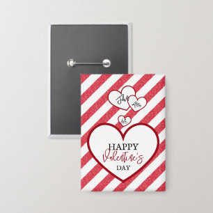 Happy Valentine's Day Red Hearts Chalk Stripes