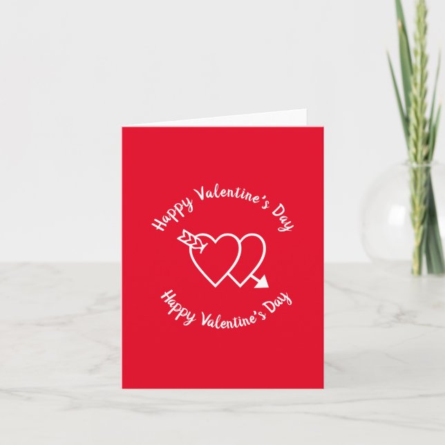 Happy Valentine's Day red hearts custom script Card (Front)