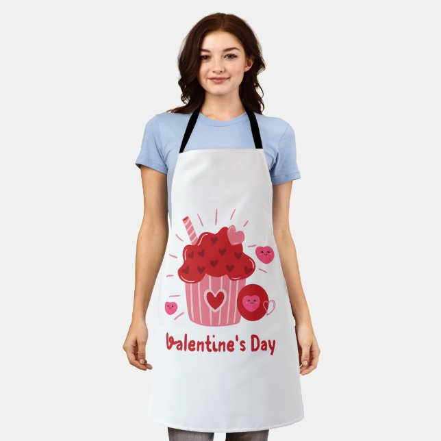 Happy Valentine's Day -Red Hearts Cute Images      Apron (Worn)