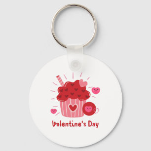 Happy Valentine's Day -Red Hearts Cute Images Key Ring