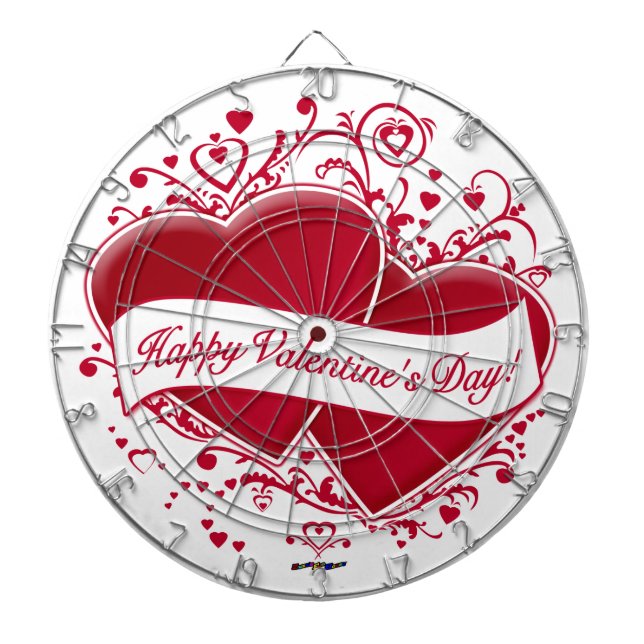 Happy Valentine's Day! Red Hearts Dartboard (Front)
