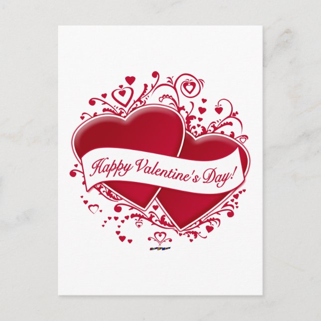 Happy Valentine's Day! Red Hearts Holiday Postcard (Front)