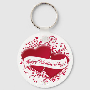 Happy Valentine's Day! Red Hearts Key Ring