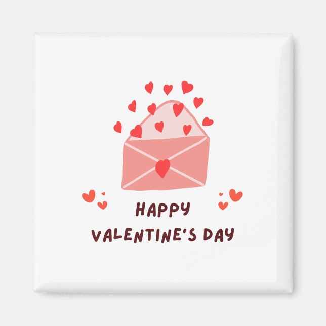 Happy Valentine's Day -Red Hearts Love Images    Magnet (Front)