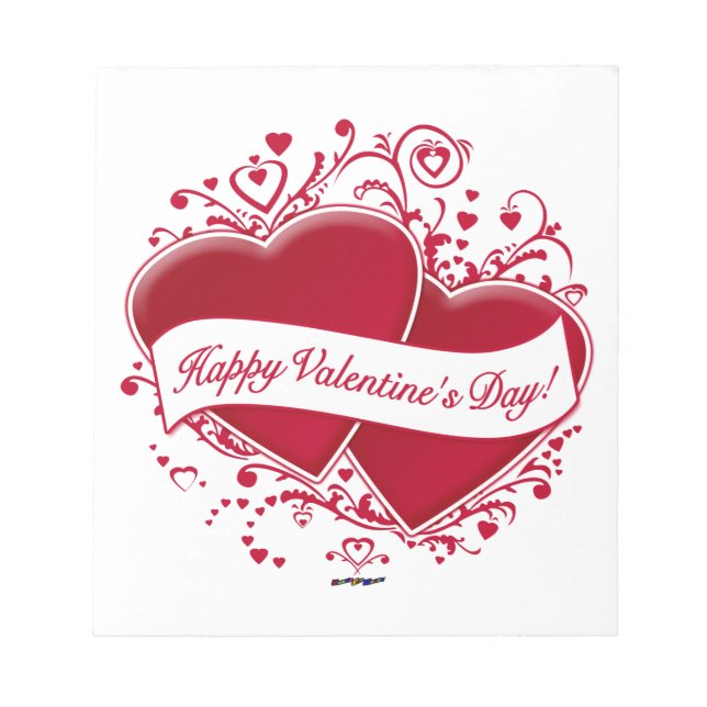 Happy Valentine's Day! Red Hearts Notepad (Front)