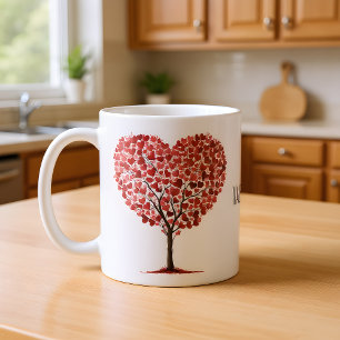 Happy Valentine's Day Red Hearts Tree Coffee Mug