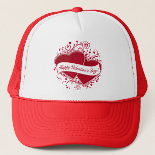 Happy Valentine's Day! Red Hearts Trucker Hat