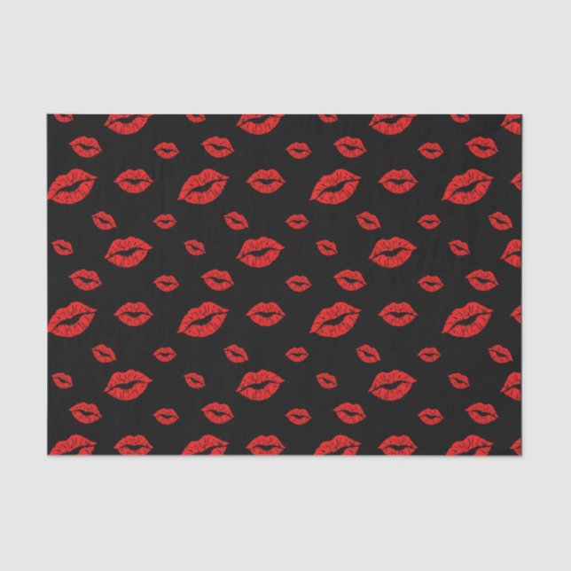 Happy Valentine's Day Red Lipstick Blot Kiss Tissue Paper (Front)