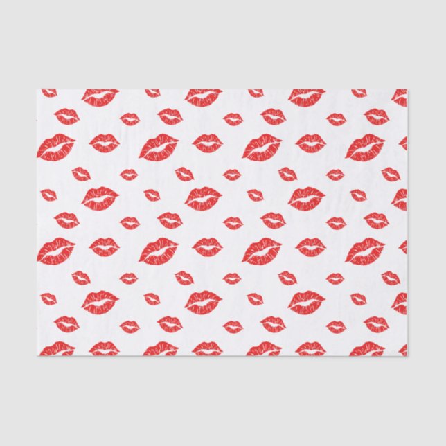 Happy Valentine's Day Red Lipstick Blot Kiss Tissue Paper (Front)