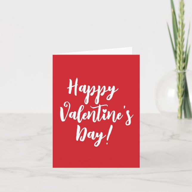 Happy Valentine's Day red modern script typography Card (Front)