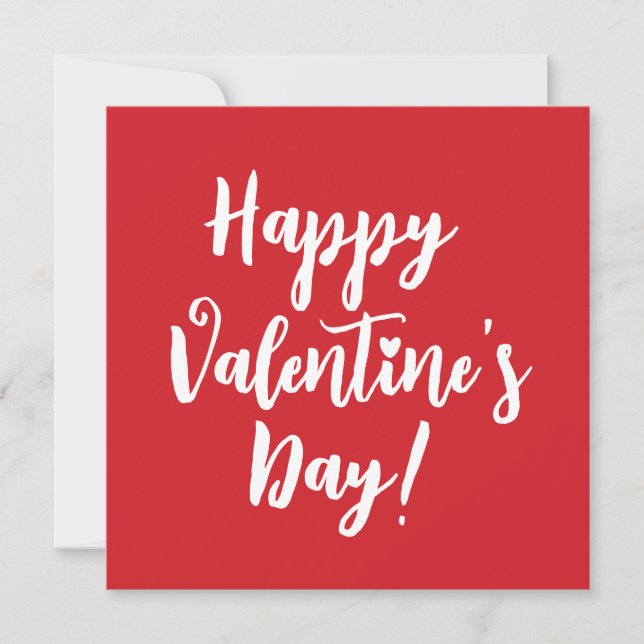 Happy Valentine's Day red modern script typography Card (Front)