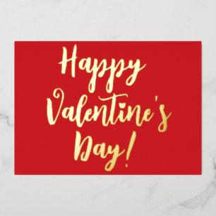 Happy Valentine's Day red modern script typography Foil Holiday Card