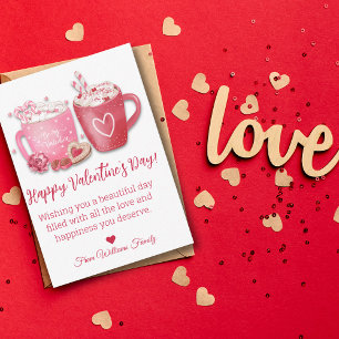 happy valentines day,red pink romantic 2 mugs  card