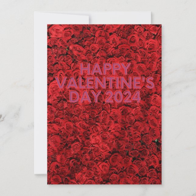 Happy valentine's day red rose Flat Holiday Card  (Front)