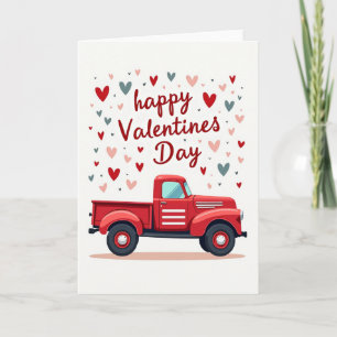 Happy Valentines Day Red Truck Card