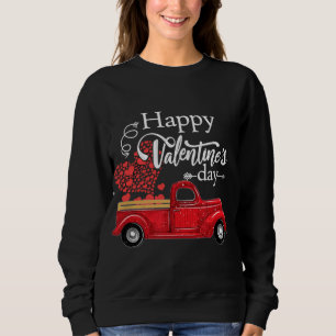 Happy Valentine's Day Red Truck Pickup Red Plaid H Sweatshirt