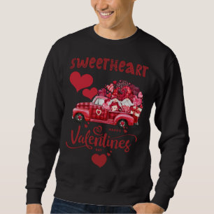 Happy Valentine's Day Red Truck With Letters Posta Sweatshirt