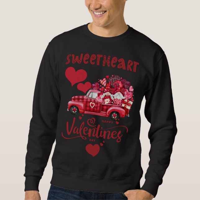 Happy Valentine's Day Red Truck With Letters Posta Sweatshirt (Front)