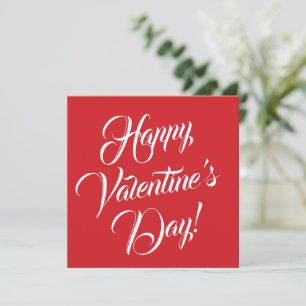 Happy Valentine's Day red white elegant script Card