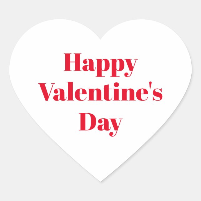 Happy Valentine's Day Red & white Valentine's day  Heart Sticker (Front)