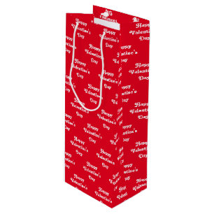 Happy Valentine's Day, red white Wine Gift Bag
