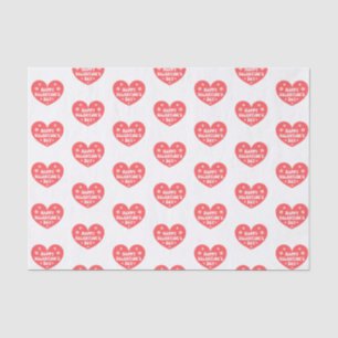 happy valentines day retro cure red heart pattern tissue paper