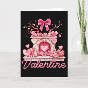 Happy Valentine's Day Retro Fireplace Pink Hearts  Card