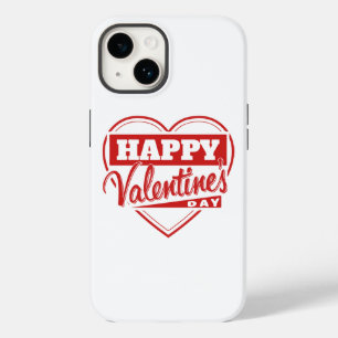 Happy Valentine's Day Retro Heart Red Valentine's Case-Mate iPhone 14 Case