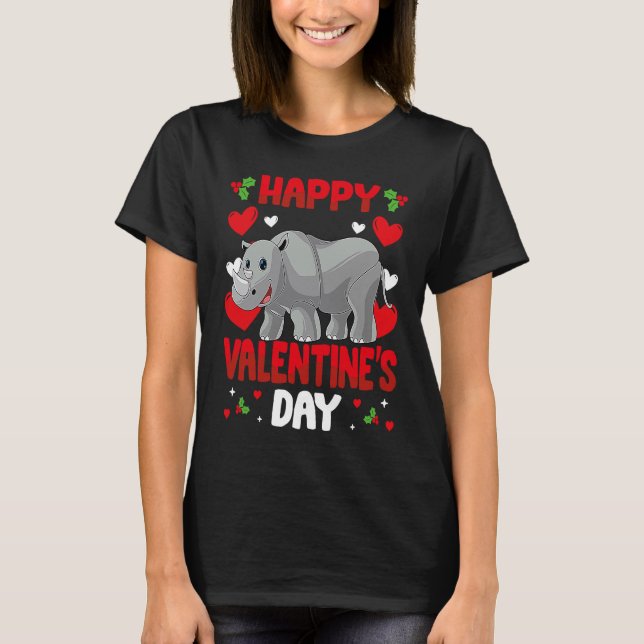 Happy Valentines Day Rhinocero Heart Love Animal T-Shirt (Front)