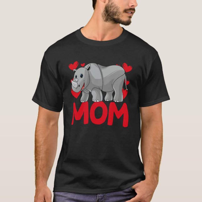 Happy Valentine's Day Rhinocero Mom Mothers Day Va T-Shirt (Front)