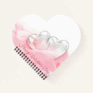 Happy Valentine's Day Romantic Glass Hearts Notebook