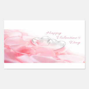 Happy Valentine's Day Romantic Glass Hearts Rectangular Sticker